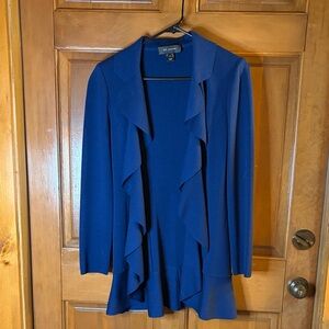 St. John Royal Blue Ruffle Watefall front Blazer Size 2
